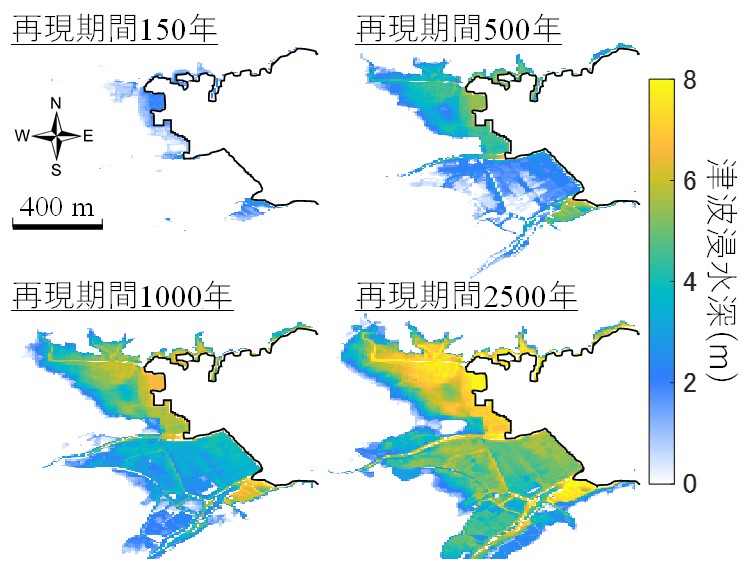coRaL法を用いた確率規模毎の津波浸水評価