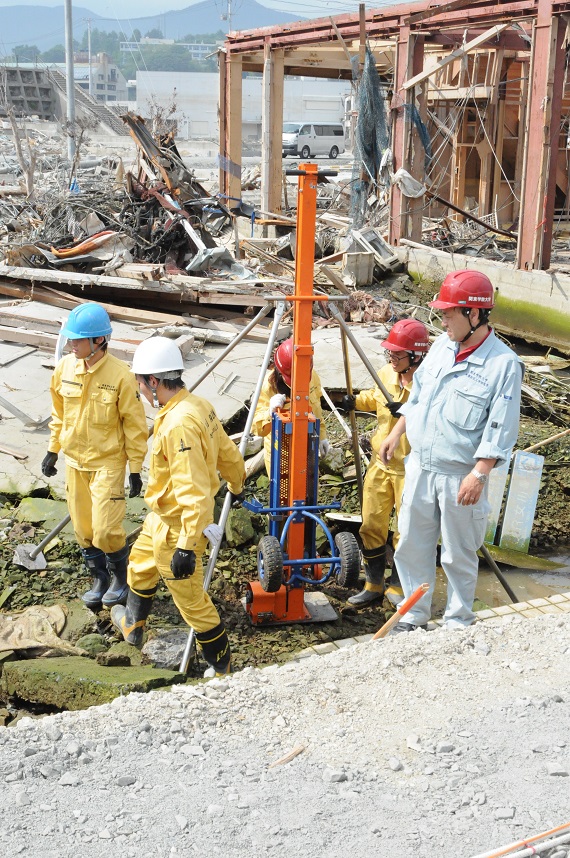 女川町での地盤調査